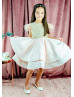 Light Pink Satin Pearl Embellished Flower Girl Dress